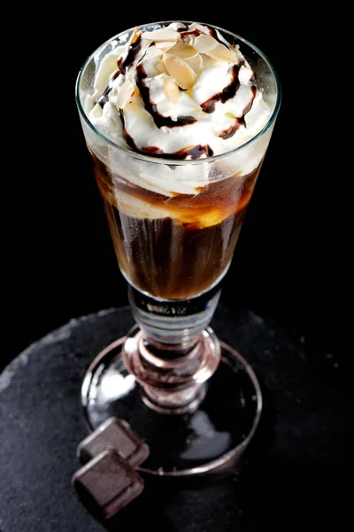 Iced coffee with whipped cream — Stock Photo, Image
