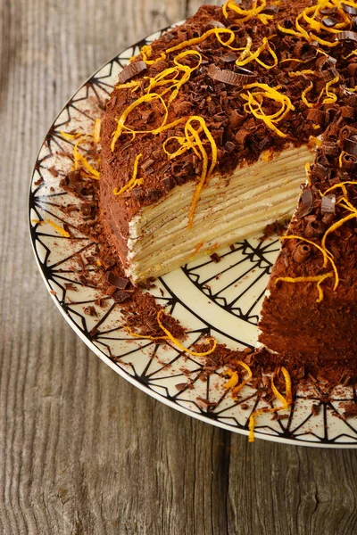 Oranje taart met chocolade — Stockfoto