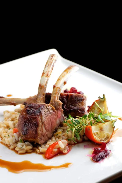 Fine dining roasted Lamb Chops — Stock Photo, Image