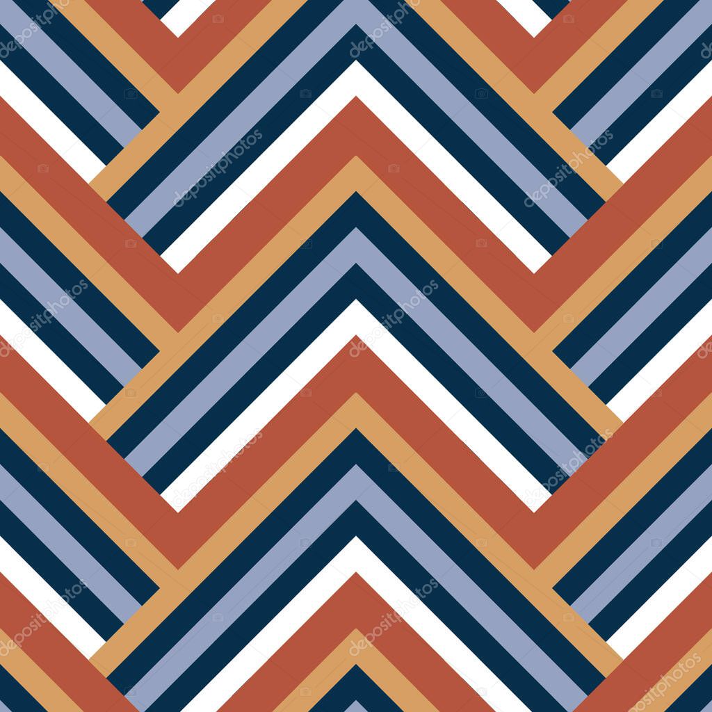 Classic terracotta chevron shape seamless pattern print