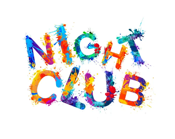 Night Club Inskrift Rainbow Splash Färg Vektor Bokstäver — Stock vektor