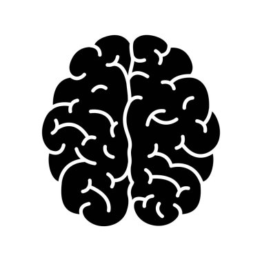 İnsan beyni düz vektör simgesi beyaz arka plan üzerinde