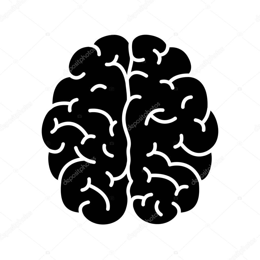 Human brain flat vector icon on white background