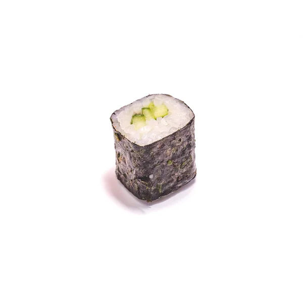 Comida Japonesa Rollo Con Pepino Aislado Sobre Fondo Blanco — Foto de Stock