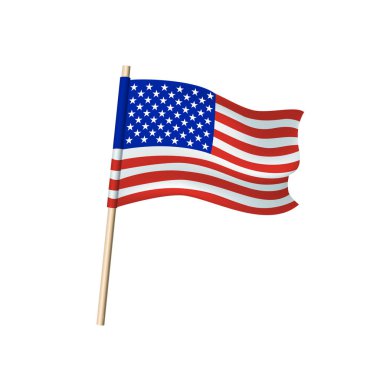 Amerika Birleşik Devletleri. Amerika Birleşik Devletleri bayrağı beyaz arka plan üzerinde. Vektör çizim