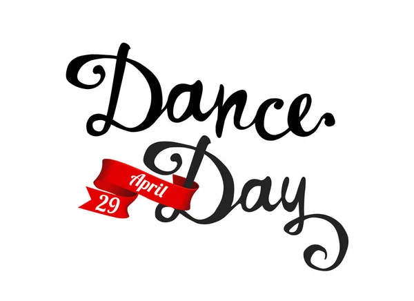 Ημέρα Χορού Απριλίου Χειρόγραφη Λέξη Διάνυσμα Doodle Λευκό Φόντο — Διανυσματικό Αρχείο