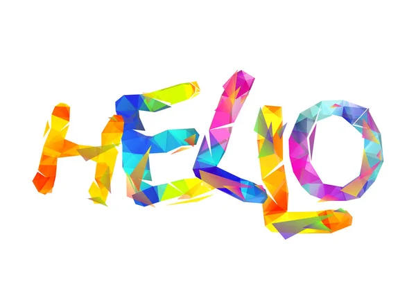 Hola Palabra Vectorial Letras Triangulares Coloridas — Vector de stock
