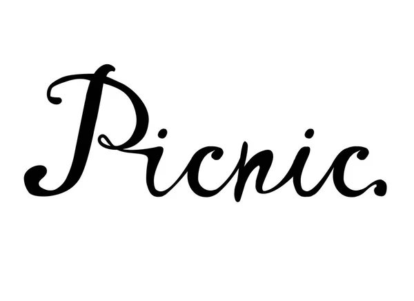Piknik Kézzel Írott Doodle Vektor Word Fehér Háttér — Stock Vector
