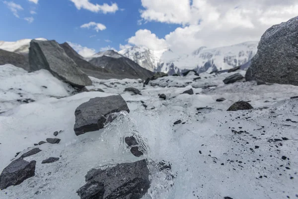 Arus Gletser Dekat Gunung Belukha Lanskap Altai Rusia — Stok Foto