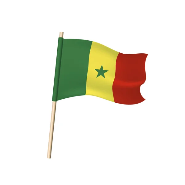 Senegal Flaga Zielona Gwiazda Żółte Czerwone Zielone Pionowe Pasy Ilustracja — Wektor stockowy