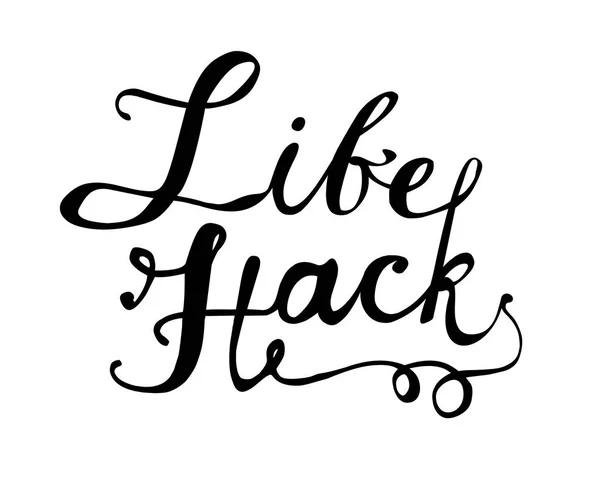 Život Hack Ručně Psaných Slov Vektor Doodle Bílém Pozadí — Stockový vektor