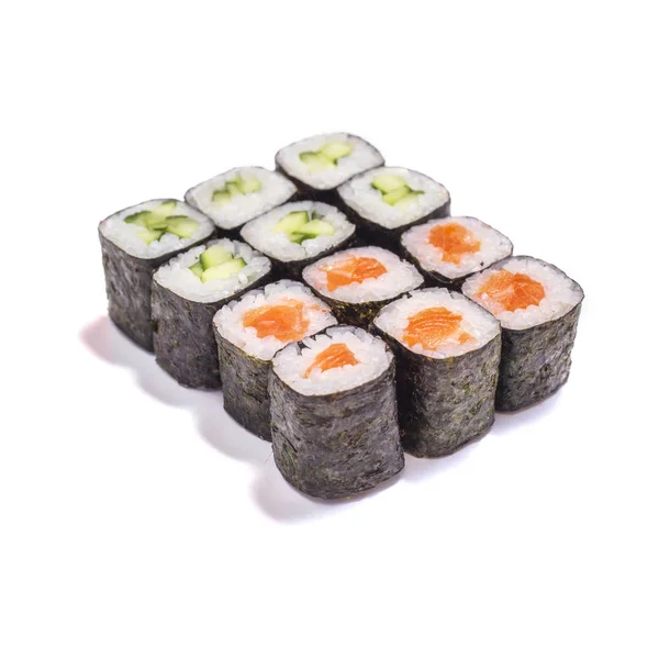 Japanisches Essen Semmeln Mit Lachs Und Semmeln Mit Gurken Syake — Stockfoto