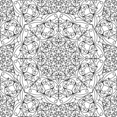 Sorunsuz vektör desen. Doğrusal siyah ve beyaz arka plan