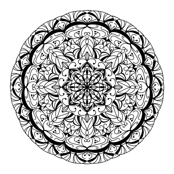 Vector Detailed Mandala Black White Background — Stock Vector