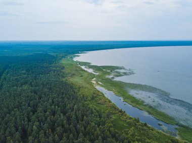 Lake Pleshcheyevo görünümünü yukarıda. Rus doğa manzara