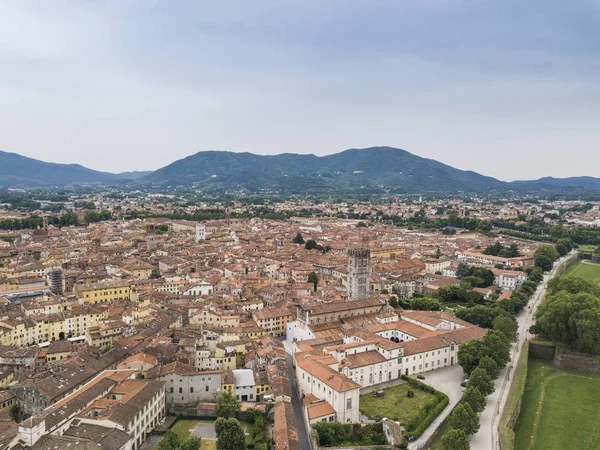 Lucca Stad Flygfoto Landskap Tuscany Italien Visa Från Ovan — Stockfoto