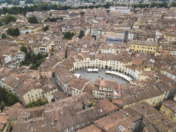 Amfiteater Square Lucca Stad Flygfoto Landskap Tuscany Italien Visa Från — Stockfoto