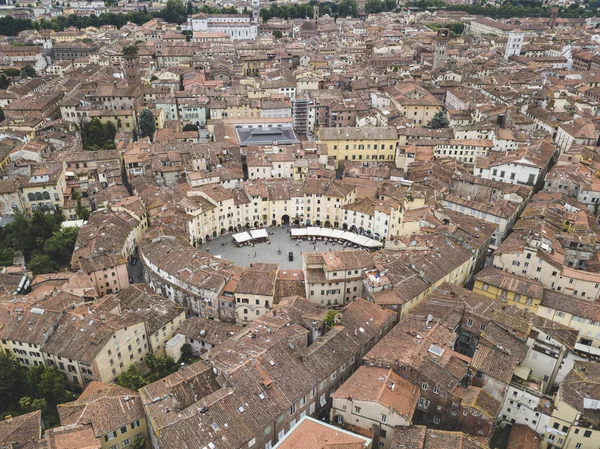Amphitheater Platz Lucca Stadt Luftbild Landschaft Toskana Italien Blick Von — Stockfoto