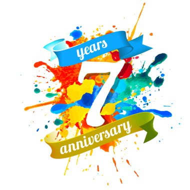 yedi yıl yıldönümü. Vektör suluboya splash boya