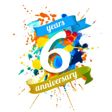 Altı yıl yıldönümü suluboya sıçrama izi