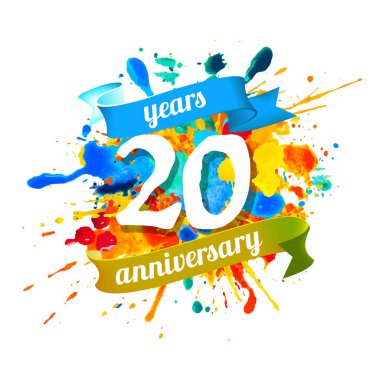 Yirmi yıl yıldönümü. Vektör suluboya splash boya