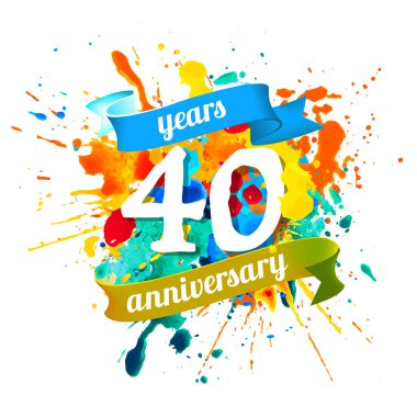 Kırk yıl yıldönümü. Vektör suluboya splash boya