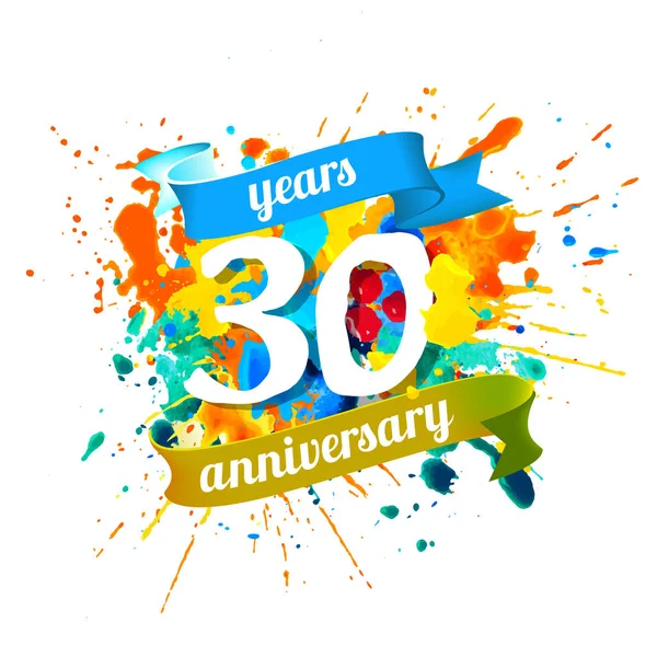Otuz yıl yıldönümü. Vektör suluboya splash boya
