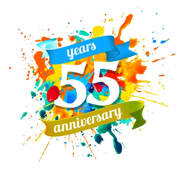 Elli beş yıl yıldönümü. Vektör suluboya splash boya