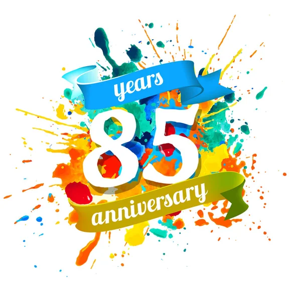 Seksen beş yıl yıldönümü. Vektör suluboya splash boya