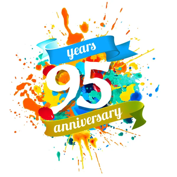 Doksan beş yıl yıldönümü. Vektör suluboya splash boya