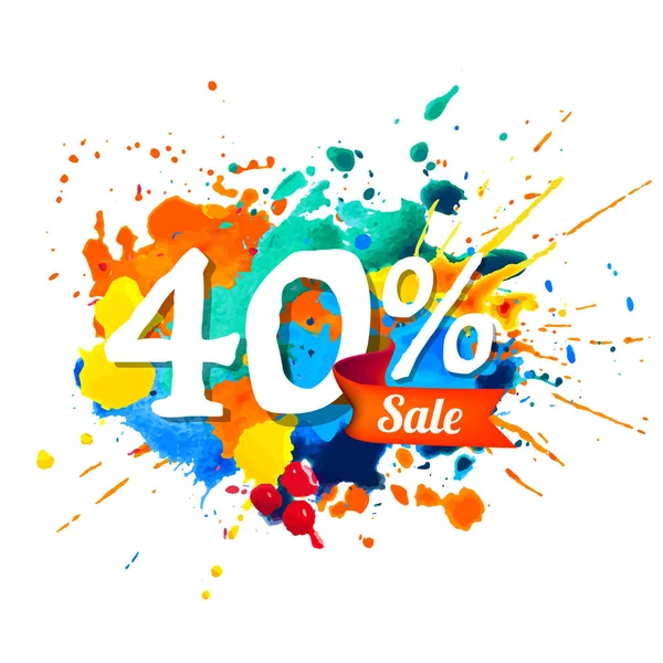 Vierzig Prozent Verkauf Vektor Aquarell Spritzfarbe — Stockvektor