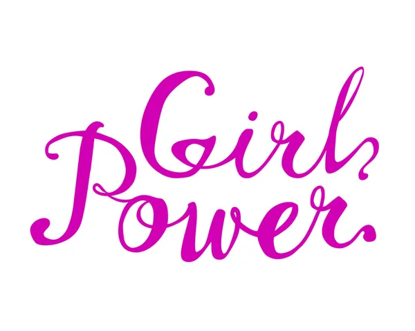 Girl Power Ręcznie Napisane Słowa Wektor Doodle Białym Tle — Wektor stockowy