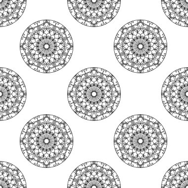 Süs çevrelerin sorunsuz vektör desen. Siyah ve beyaz arka plan