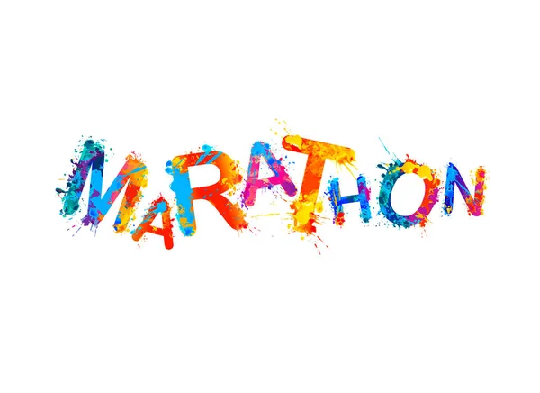 Maratona Parola Scritta Lettere Vettoriali Splash Paint — Vettoriale Stock