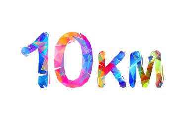 10 km. orta çalışan mesafe. Üçgen harf ve rakam işareti