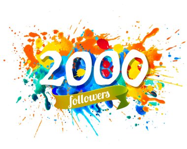 İki bin takipçileri. Splash boya vektör yazıt