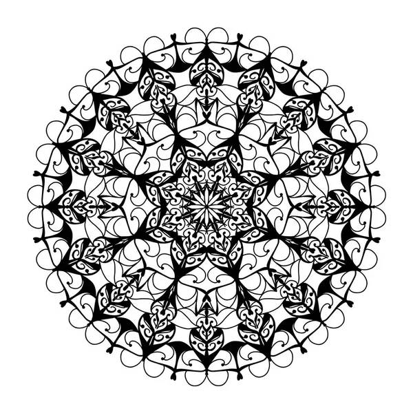 Vector Detailed Mandala Black White Background — Stock Vector