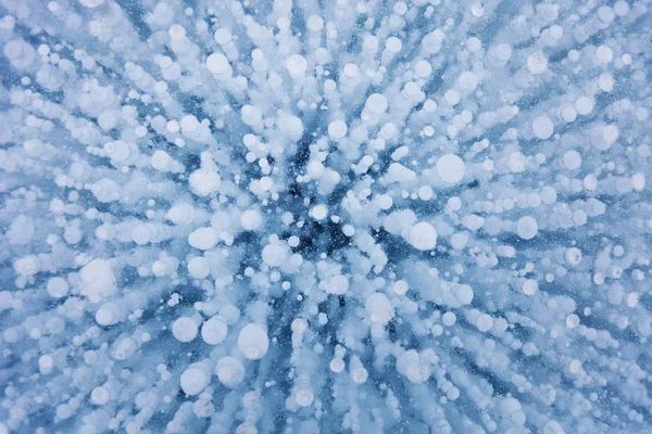 Baykal Gölü Buz Gaz Kabarcıkları Kış Textur — Stok fotoğraf
