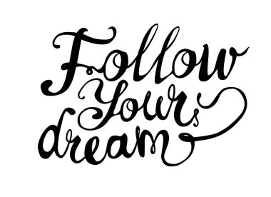 Rüya izleyin. El vektör doodle font yazıt siyah üzerine beyaz yazılı