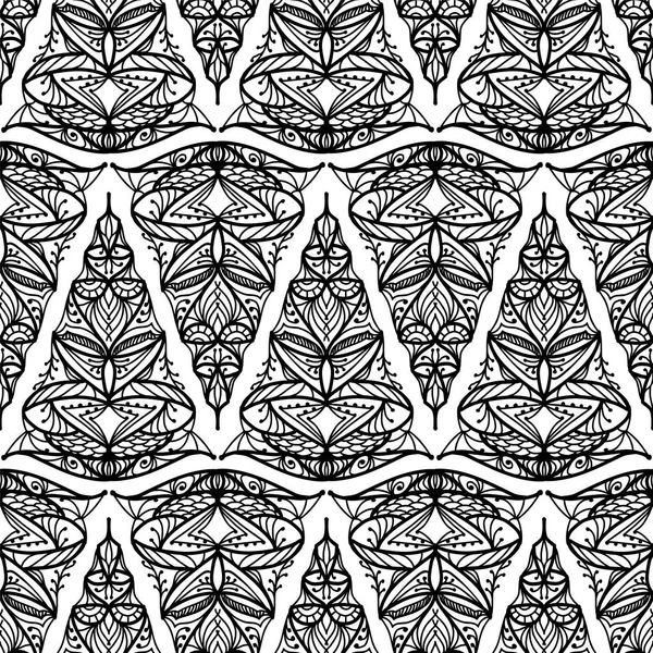 Patrón Vector Sin Fisuras Triángulos Ornamentales Abstractos Fondo Blanco Negro — Vector de stock