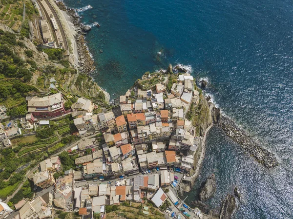 Πόλη Μαναρόλα Στην Βραχώδη Παραλία Cinca Terre Ιταλία — Φωτογραφία Αρχείου