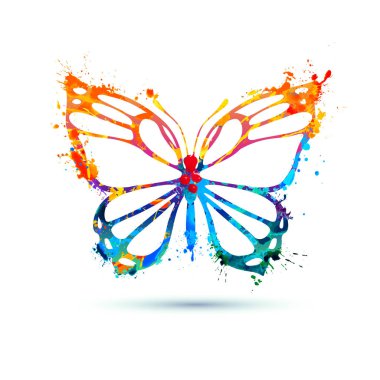 Beyaz arkaplanda izole edilmiş vektör suluboya kelebek simgesi