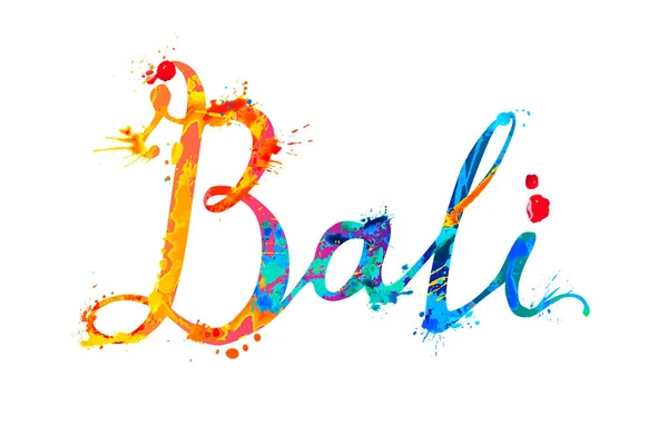 Bali Handskrivna Vektor Ordet Rainbow Stänk Färg — Stock vektor