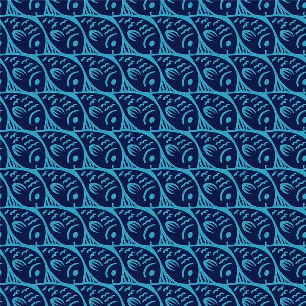 Blue Seamless Pattern Fishes Vector Backgroun — Stock Vector