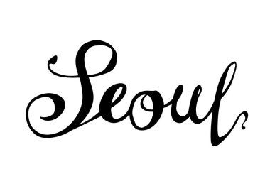 Seoul şehir adı. El kaligrafi kelime yazılı