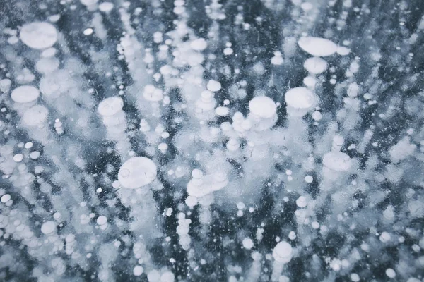 Gasblasen Eis Des Baikalsees Wintertextur — Stockfoto