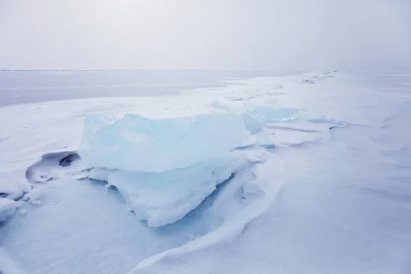 Tyrkysové Ledová Kra Zimní Krajina Ledová Tříšť Jezera Bajkal — Stock fotografie