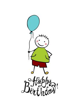 Doğum günün kutlu olsun. Çocuk Balon ile