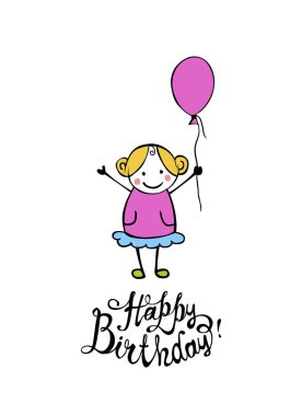Doğum günün kutlu olsun. Balon ile kız