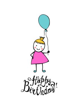 Doğum günün kutlu olsun. Balon ile kız